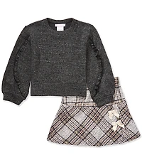 Bonnie Jean Little Girls Long-Sleeve Solid Sweater & Plaid Skirt Set