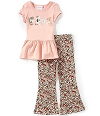 Bonnie Jean Little Girls Meow Graphic Tunic Top & Leopard Print Leggings Set
