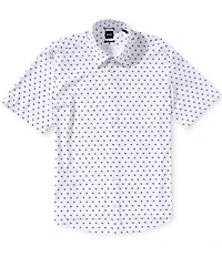 BOSS Liam Mini Print Stretch Short Sleeve Woven Shirt