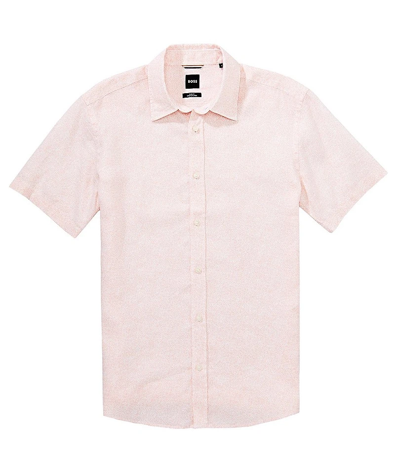 BOSS Slim Fit Roan Floral Print Short Sleeve Woven Shirt