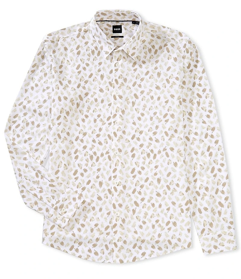 BOSS Slim Fit Roan Mixed Motif Long Sleeve Woven Shirt