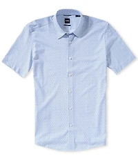 BOSS Slim Fit Roan Motif Pattern Short Sleeve Woven Shirt