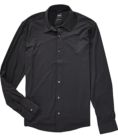 BOSS Slim Fit Roan Textured Stretch Long Sleeve Woven Shirt