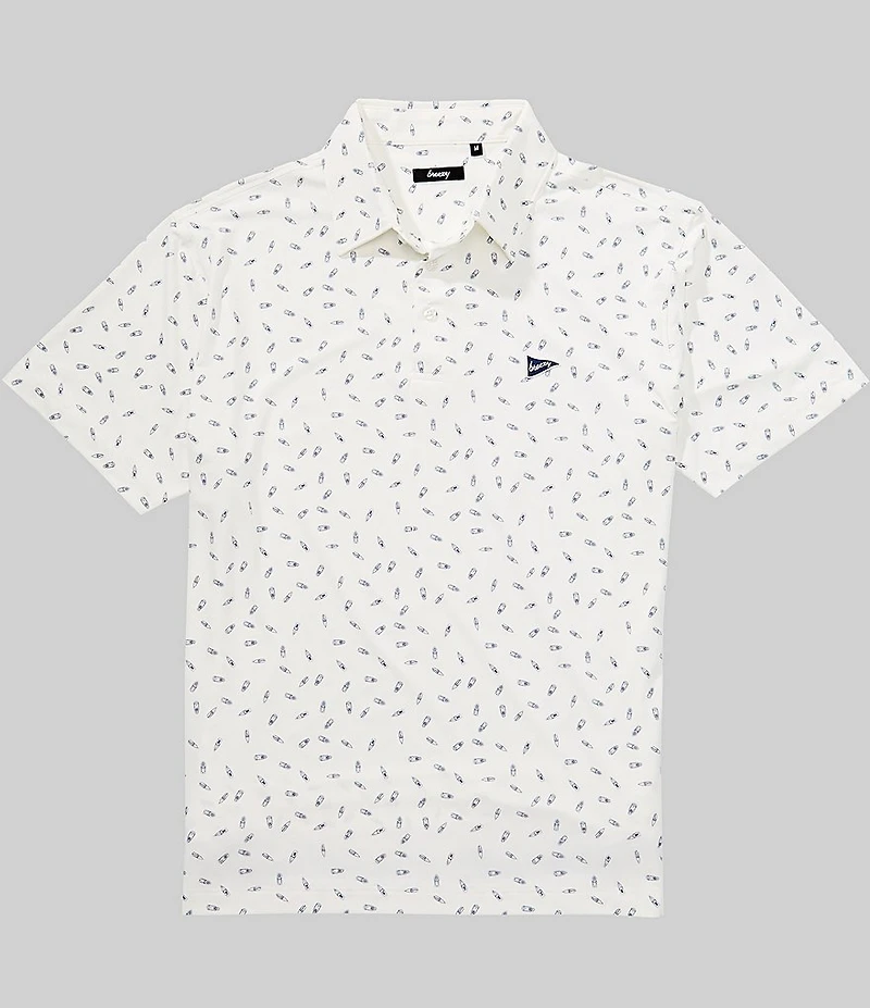 Breezy Golf Yacht Party Printed Short Sleeve Polo Shirt
