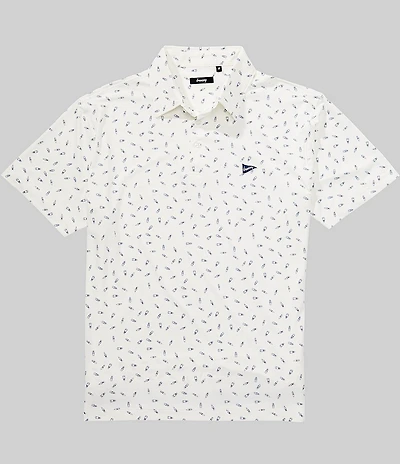Breezy Golf Yacht Party Printed Short Sleeve Polo Shirt