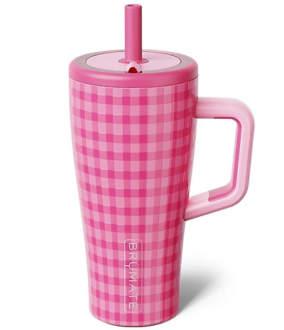 Brumate Pink Gingham Era Straw Insulated Tumbler, 20 oz.