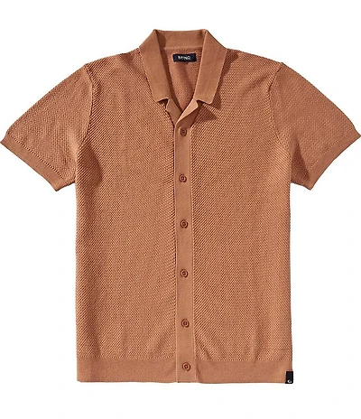 Buffalo David Bitton Wasko Men's Cable-Knit Short-Sleeve Button-Up Polo Shirt
