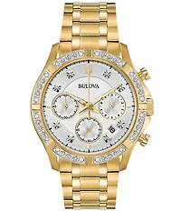 Bulova Men's Diamond Accent Chronograph Gold Stainless Steel Bracelet Watch