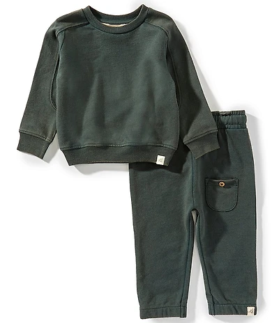 Burt's Bees Baby Boys Long-Sleeve Acid-Wash Sweatshirt & Coordinating Jogger Pant Set