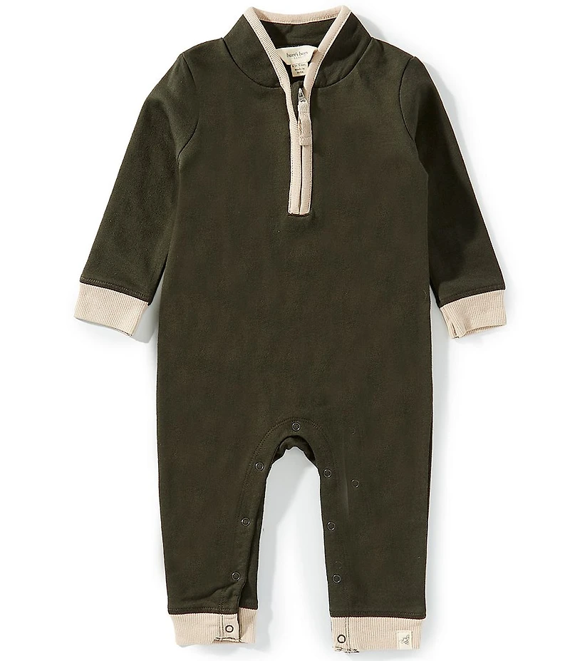 Burt's Bees Baby Boys Organic Cotton Long Sleeve Quarter Zip Jumpsuit