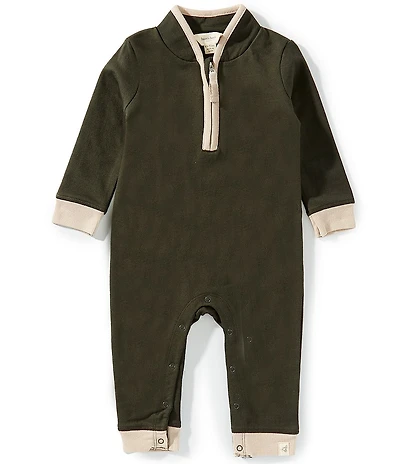 Burt's Bees Baby Boys Organic Cotton Long Sleeve Quarter Zip Jumpsuit