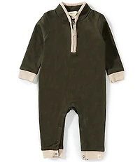 Burt's Bees Baby Boys Organic Cotton Long Sleeve Quarter Zip Jumpsuit