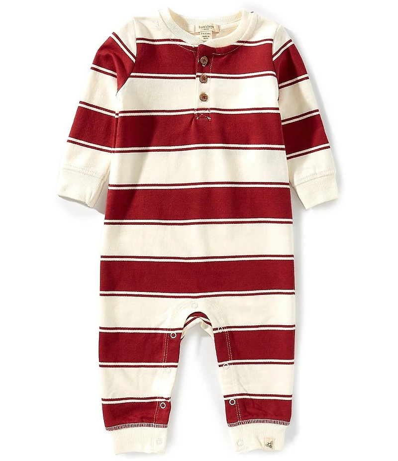 Burt's Bees Baby Boys Organic Cotton Long-Sleeve Rugby-Stripe Coverall
