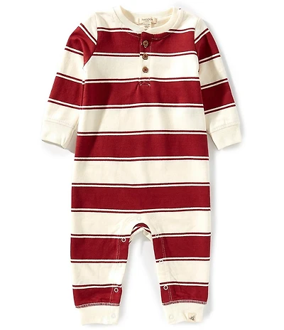Burt's Bees Baby Boys Organic Cotton Long-Sleeve Rugby-Stripe Coverall