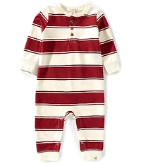 Burt's Bees Baby Boys Organic Cotton Long-Sleeve Rugby-Stripe Coverall