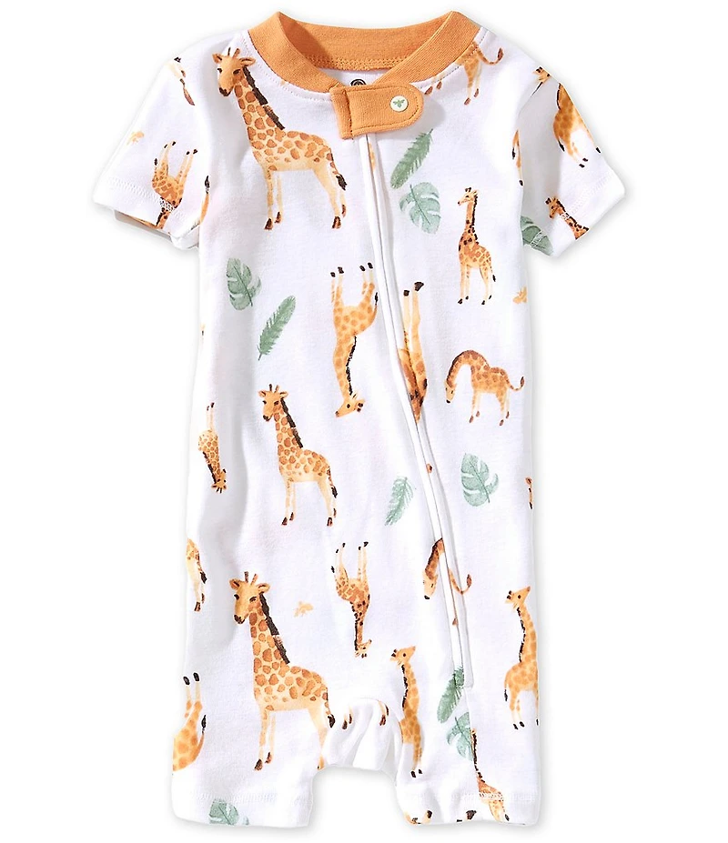 Burt's Bees Baby Boys Organic Cotton Short Sleeve Giraffe Printed Shortall