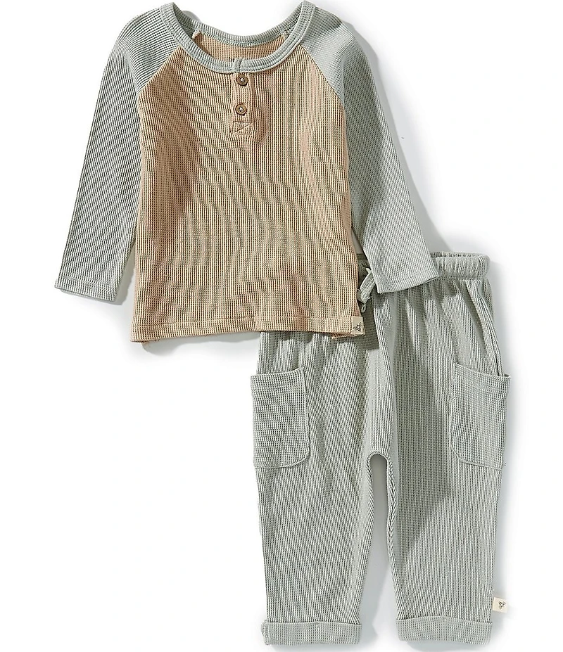 Burt's Bees Baby Boys Organic Cotton Thermal T-Shirt & French Terry Pants Set