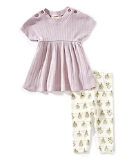 Burt's Bees Baby Girls Fresh Herbs Tunic Top & Printed Legging Pants Set