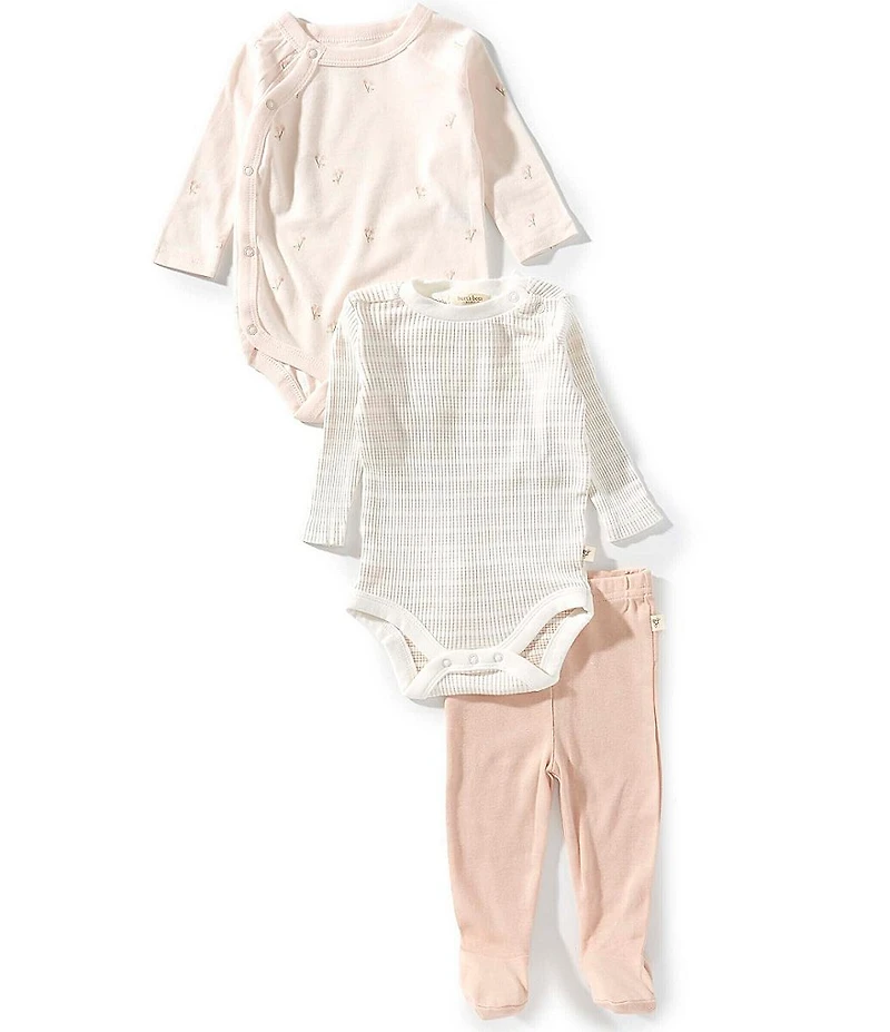 Burt's Bees Baby Girls Ditsy Floret Bodysuit & Pant 3 Piece Set