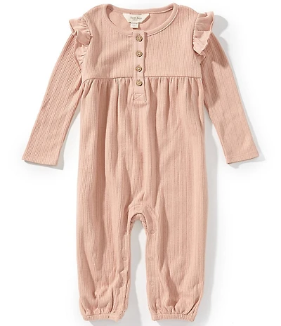 Burt's Bees Baby Girls Long Sleeve Pointelle-Rib Coverall