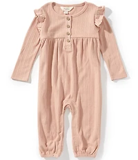 Burt's Bees Baby Girls Long Sleeve Pointelle-Rib Coverall