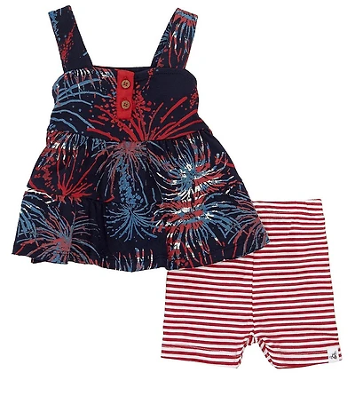 Burt's Bees Baby Girls Sleeveless Celebrate America Blouse & Strip Shorts Set