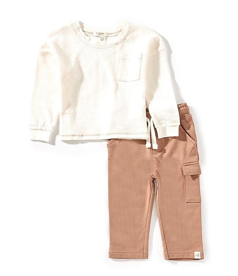 Burt's Bees Baby Girls Organic Cotton Chunky Slub T-Shirt & Pants Set