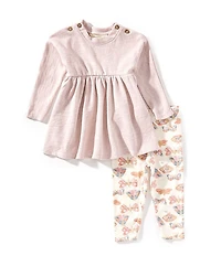 Burt's Bees Baby Girls Organic Cotton Chunky Slub Tunic & Boho Butterflies Pants Set
