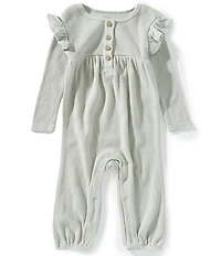 Burt's Bees Baby Girls Organic Cotton Long Ruffle Sleeve Thermal Jumpsuit
