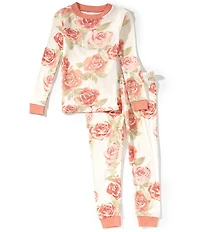 Burt's Bees Little Girls Organic Cotton Long Sleeve Autumn Rose Garden Top & Pajama Set