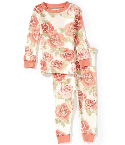 Burt's Bees Baby Girls Organic Cotton Long Sleeve Autumn Rose Garden Top & Pajama Set