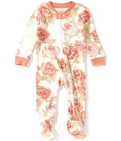 Burt's Bees Baby Girls Organic Cotton Long Sleeve Autumn Rose Sleep & Play Footed Coverall