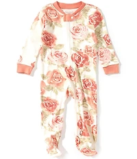 Burt's Bees Baby Girls Organic Cotton Long Sleeve Autumn Rose Sleep & Play Footed Coverall