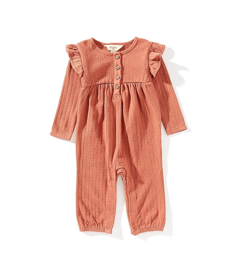 Burt's Bees Baby Girls Organic Cotton Long Sleeve Dotted Rib Jumpsuit