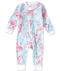 Burt's Bees Baby Girls Organic Cotton Long Sleeve Painted Hibiscus Coverall Pajamas