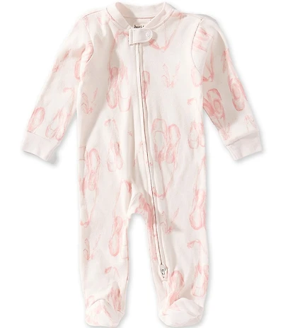 Burt's Bees Baby Girls Organic Cotton Long Sleeve Ballet Shoes Print Footed Coverall