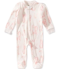 Burt's Bees Baby Girls Organic Cotton Long Sleeve Ballet Shoes Print Footed Coverall