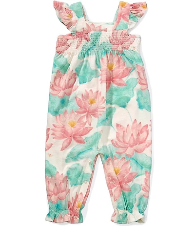 Burt's Bees Baby Girls Organic Cotton Sleeveless Lotus Pond Jumpsuit