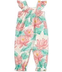 Burt's Bees Baby Girls Organic Cotton Sleeveless Lotus Pond Jumpsuit
