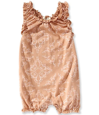 Burt's Bees Baby Girls Sleeveless Ruffle Trim Tile-Printed Romper