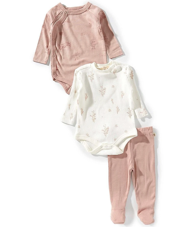 Burt's Bees Baby Girls Wildflower Bodysuit & Pant 3 Piece Set