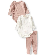 Burt's Bees Baby Girls Wildflower Bodysuit & Pant 3 Piece Set