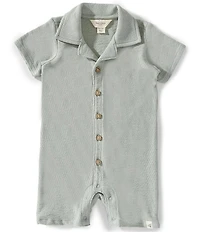Burt's Bees Baby Boys Organic Cotton Textured Knit Short Sleeve Shortall