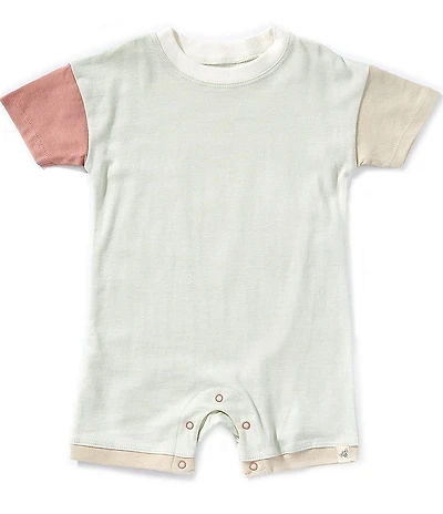 Burt's Bees Baby Boys Short Sleeve Organic Cotton Color Block Shortall