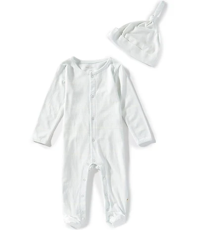 Burt's Bees Baby Organic Cotton Stripe Jumpsuit Footie & Cap Set