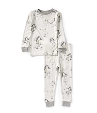 Burt's Bees Little Boys Long Sleeve Silly Seagulls Pajama Top & Matching Pajama Pant Set