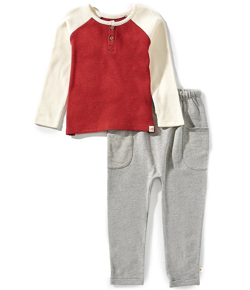 Burt's Bees Little Boys Long-Sleeve Organic Cotton Thermal T-Shirt & French Terry Jogger Pant Set