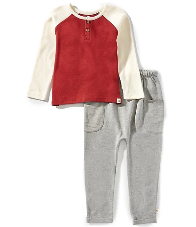Burt's Bees Little Boys Long-Sleeve Thermal T-Shirt & French Terry Jogger Pant Set