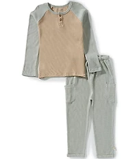 Burt's Bees Little Boys Organic Cotton Long Sleeve Thermal T-Shirt & Pants Set