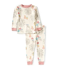Burt's Bees Little Girls Long Sleeve Fall Carnival Pajama Top & Matching Pajama Pant Set